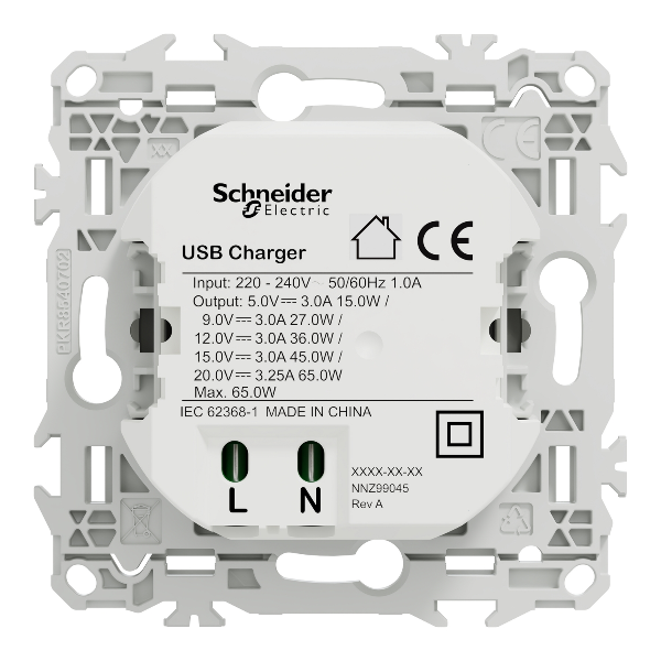 Dimensions chargeur USB-C 65W Odace S920406